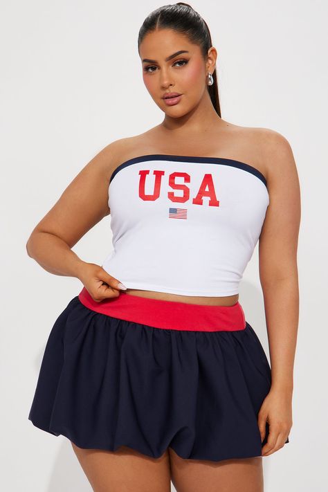 Available In Navy/combo. Skirt Set Tube Top Strapless Graphic Bubble Mini Skirt Lined Stretch Disclaimer: Due To The Screen Printing Process A Difference In Saturation May Occur. Each Garment Is Unique. Self: 95% Polyester 5% Spandex Contrast 1, 2 & 3: 95% Cotton 5% Spandex Lining: 100% Polyester Imported | Little Miss USA Bubble Skirt Set in Navy Blue size 1X by Fashion Nova Screen Printing Process, Top Strapless, Miss Usa, Bubble Skirt, Braids For Black Hair, Matching Dresses, Little Miss, Tube Top, Active Wear For Women