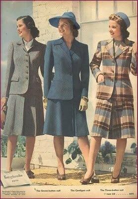 Women's 1940s Victory Suits and Utility Suits 1940s Fashion Women, 1940s Suit, 1940s Women, 1940s Woman, Fashion 1940s, 20th Century Fashion, Womens Fashion Casual Summer, 40s Fashion, 1940s Dresses