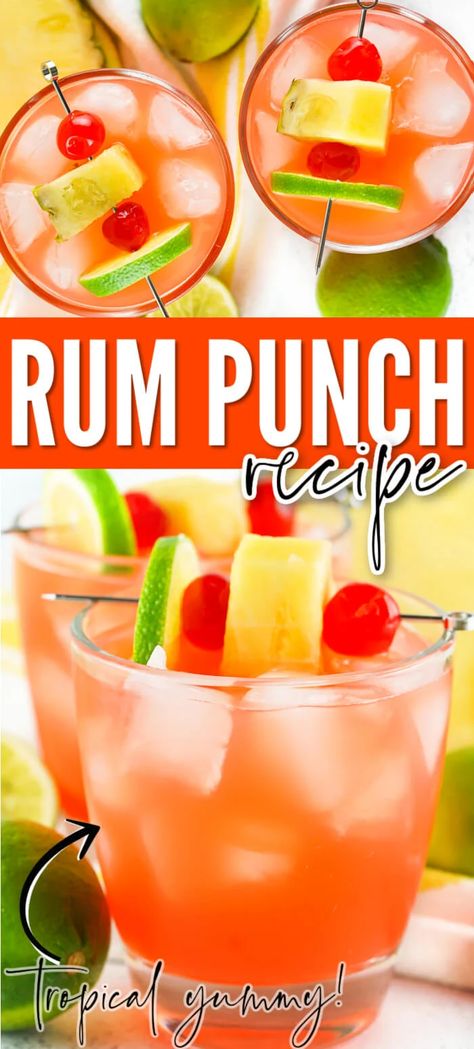 EASY RUM PUNCH Summer Rum Punch, Easy Rum Punch Recipes For A Crowd, Bacardi Rum Drinks Easy, Malibu Rum Punch Recipes, Rum Punch Recipes Easy, Rum Punch Recipes For A Crowd, Easy Rum Punch, Punch Recipes For A Crowd, Tropical Rum Punch