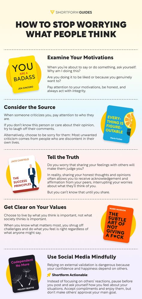 Click to discover practical ways to reduce worrying in our blog post! To stop caring about what others think and develop more confidence, step out of your comfort zone! The Confidence Code authors explain that you don't have to take massive action. It’s fine to start with baby steps. How To Not Worry About What Others Think, How To Stop Caring What Others Think, Caring About What Others Think, Entrepreneurship Books, How To Stop Worrying, 5am Club, What Others Think, Vision Board Goals, Recommended Books