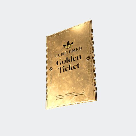 Golden Ticket: Just a few CONFIRMED golden ti https://confirmed.onelink.me/mzYA?pid=share&af_dp=adidas-confirmed%3A%2F%2Fproduct%2FTKT030 Ticket Display, Ticket Design, Golden Ticket, 10 Year Anniversary, Mom Day, Poster Design, Cycling, Branding Design, Adidas