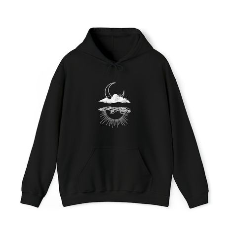 The sun reflects on the other side of the moon to symbolize the good that comes after the unknown. Quotes Hoodies, Aesthetic Hoodies, Hoodies Aesthetic, Hoodie Aesthetic, Hoodie Fabric, Aesthetic Hoodie, Into Fashion, Dog Hoodie, Black Friday Shopping