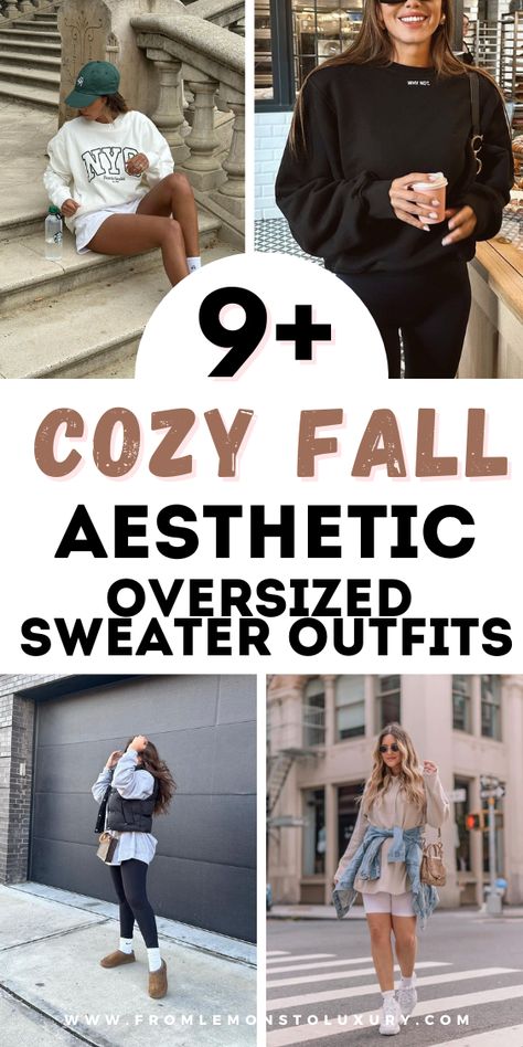 Aesthetic oversized sweaters are a must-have for any fashion-forward individual looking to stay cozy and stylish during the colder months. With their relaxed fit and versatile style, oversized sweaters can be dressed up or down for any occasion. In this article, we will explore 9+ ways to style aesthetic oversized sweater outfits that will keep you looking chic and feeling comfortable all season long. Sweater Over Button Up Outfit, Fall Oversized Sweater Outfits, Sweater Lounge Outfit, Oversized Sweater Outfit Plus Size, Oversized Grey Sweater Outfit, Over Size Sweaters Outfit, Oversize Sweater Outfit, Wool Sweater Outfit, Big Sweater Outfit