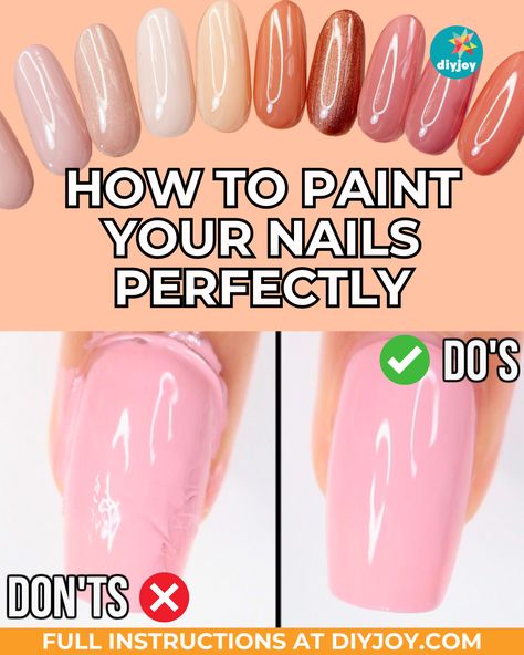 Do you want to know how to properly paint your nails ? Learn the dos and don'ts when painting nails with this step-by-step tutorial. Tips On Painting Nails, Easy Way To Paint Nails, Paint My Own Nails, Paint Natural Nails, How To Properly Paint Your Nails, Painting Nails At Home Ideas, Tips For Doing Your Own Nails, Beginning Nail Art, How To Paint Gel Nails At Home