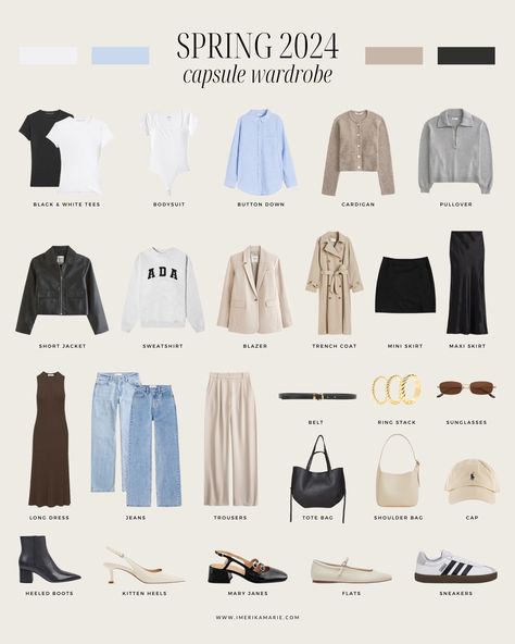 Spring 2024 Capsule Wardrobe + Outfit Ideas | Erika Marie Capsule Wardrobe Outfit Ideas, Capsule Wardrobe Women, Spring Summer Capsule Wardrobe, Capsule Wardrobe Outfits, Fashion Capsule Wardrobe, Spring Capsule, Spring Capsule Wardrobe, Summer Capsule Wardrobe, Capsule Outfits