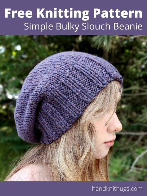 Slouch Beanie Crochet Pattern, Slouch Hat Knit Pattern, Knit Slouchy Hat Pattern, Slouchy Beanie Knit Pattern, Stocking Stitch Knitting, Knitting Patterns Hats Women, Slouchy Beanie Pattern, Knitted Slouch Hat, Slouch Hat Pattern