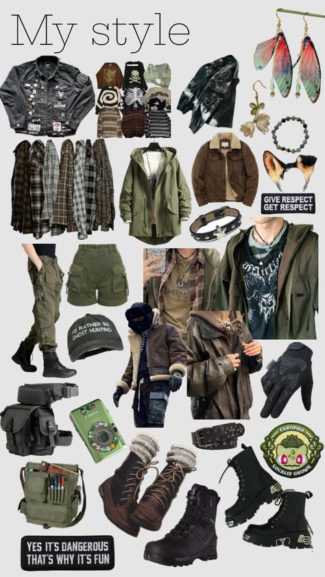 #me #mystyle #clothes #clothesinspo #clothinginspo #clothescollage #clothingideas Eco Punk Aesthetic, Apocalyptic Aesthetic Outfits, Zombie Apocalypse Clothes, Apocalypse Aesthetic Clothes, Apocalypse Clothes, Zombie Apocalypse Outfits, Cryptidcore Outfit, Exploring Outfit, Survival Clothes