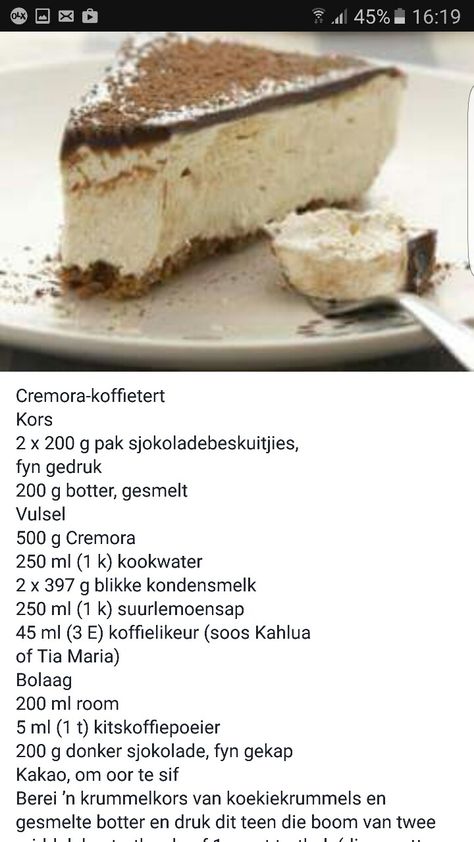 Cremora koffie tert Easy Tart Recipes, African Dessert, Rock Recipes, Sweet Treats Desserts, Tart Dessert, Tart Baking, Cold Desserts, Dessert Cake Recipes, Sweet Recipes Desserts