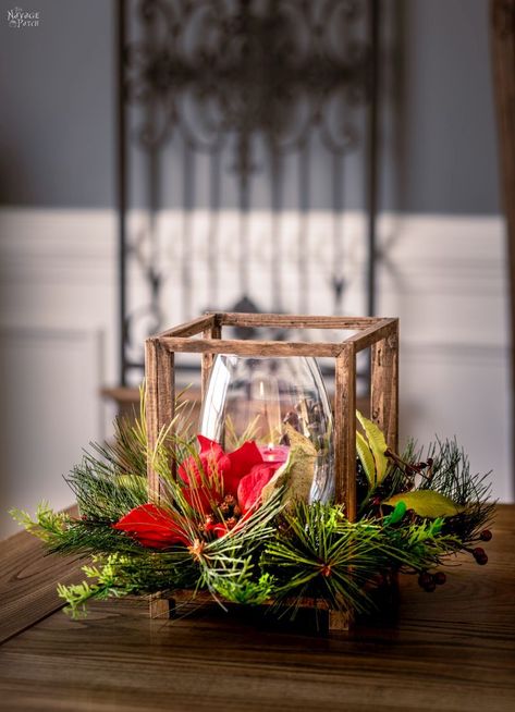 Diy Wedding Lanterns, Diy Christmas Lanterns Ideas, Dollar Tree Lantern, Christmas Lantern Ideas, Wedding Brown, Tree Lanterns, Dollar Tree Diys, Holiday Lanterns, Dollar Store Christmas Crafts