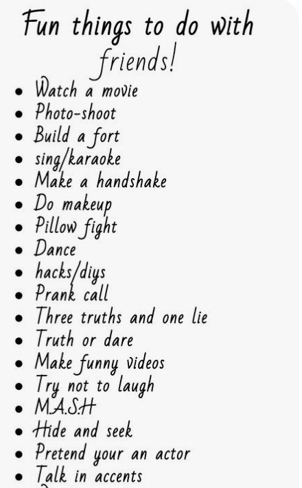 fun things to do with ur friends! Things To Do With Your Two Best Friends, Things To Do When Ur Bored At Home With Friends, Things To Ask Ur Friend, Stuff To Do When Ur Bored With Friends, Things To Do With Ur Best Friend At Home, Things To Do With Friends When Ur Bored, Things To Do W Your Friends, Things To Do When Bored With Friends Over The Phone, What To Do With Ur Bestie At Home