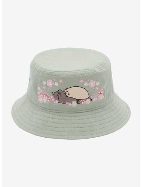 Sleeping Totoro, Hot Topic Store, Pink Mushrooms, Sanrio Clothes, Studio Ghibli My Neighbor Totoro, Green Bucket Hat, Ghibli My Neighbor Totoro, Forest Spirits, Pink Mushroom