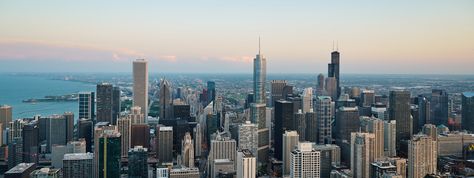 Linkedin Background Banner Chicago, City Landscape Photography Horizontal, Buildings In New York, Chicago Wallpaper, Chicago Landscape, Chicago Aesthetic, Linkedin Background, Panoramic Photography, Chi Town