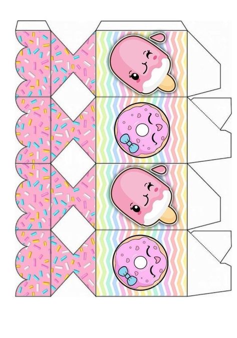 Diy Gift Box Template, Idee Cricut, Paper Box Template, Hello Kitty Crafts, Paper Toys Template, Gift Box Template, Donut Party, Diy Gift Box, Candy Party