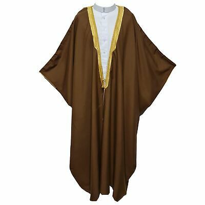 (eBay) Men’s High Quality Long Sleeves Arabian Bisht Brown Cloak Arab Dress Thobe Is... Brown Cloak, Arabic Outfit, Arab Dress, Arabic Clothing, Royal Jelly, Flowy Sleeves, Islamic Clothing, Night Outfits, Cloak