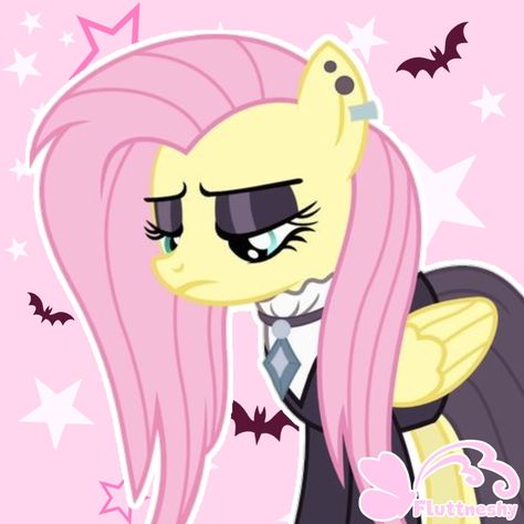 Goth Fluttershy Icon, Goth Fluttershy Pfp, Emo Mommy, Emo Fluttershy, Goth Fluttershy, Pfp Material, Emo Icons, Pony Creator, Pony Pictures