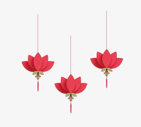 Indian Wedding Elements, Red Flower Illustration, Hindu Background, Diwali Template, Lotus Hanging, Indian Elements, Diwali Banner, Lotus Lantern, Diwali Vector