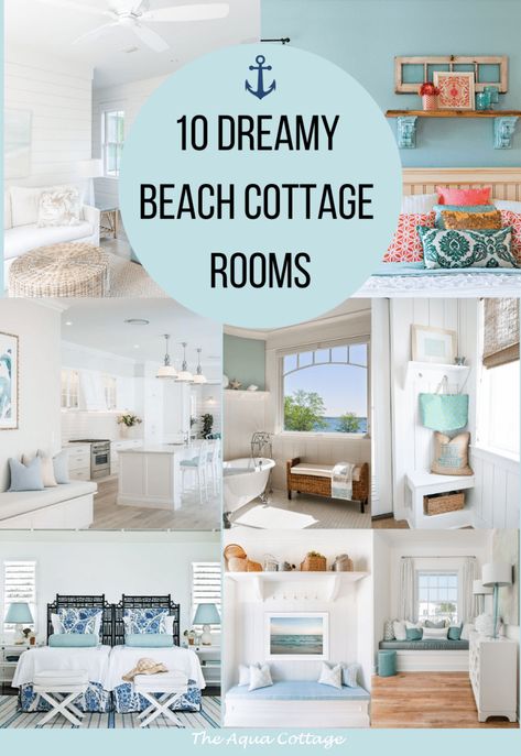 Beach Cottage Style Bedroom, Seaside Cottage Interior, Beach Cottage Kitchens, Beach Cottage Bedroom, Cottage Rooms, Coastal Cottage Living Room, Coastal Cottage Style, Dreamy Beach, Cottage Room