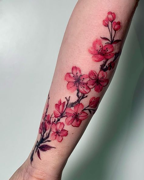 30+ Cherry Blossom Tattoo Ideas for Women and Men - 100 Tattoos Cherry Blossom Tree Tattoo, Cherry Blossom Pictures, Blossom Tree Tattoo, Cherry Tattoos, Japanese Blossom, Armband Tattoos, Female Tattoos, Tattoo Female, Men Tattoos