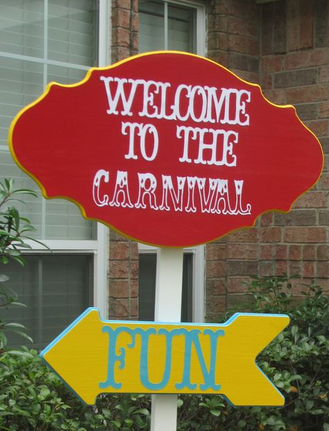 Entrance Sign... Carnival Theme Entrance, Carnival Entry Ideas, Carnival Entrance, Carnival Signage, Carnival Entrance Arch, Carnival Birthday Welcome Sign, Entrance Sign, Carnival Birthday Parties, Carnival Birthday