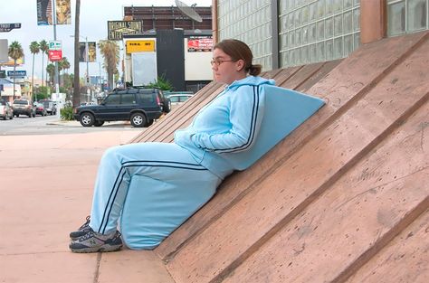 Sarah Ross, Wearable Architecture, Jogging Outfit, Century City, Bench Designs, Jogging Suit, Building Facade, American Cities, Structure Design