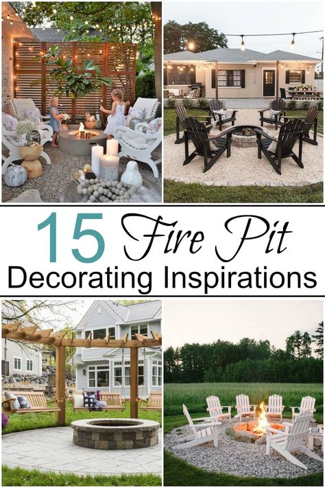 15 Gorgeous Fire Pit Decorating Ideas - Bless'er House Campfire Backyard Ideas, Outside Fire Pit Seating Ideas, Planters Around Fire Pit, Courtyard Fire Pit Ideas, Privacy Around Fire Pit, Fire Pit Entertaining Area, Best Outdoor Firepits, Backyard Burn Pit Ideas, Fire Pit Backyard Diy Seating Areas