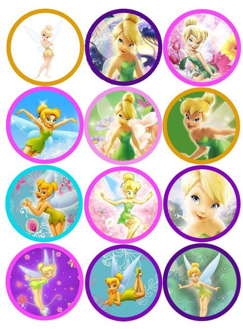 Tinkerbell Stickers Printable, Tinkerbell Cupcake Topper Printable, Tinkerbell Printable Cake Topper, Tinkerbell Cake Topper, Tinkerbell Party Theme, Tinkerbell Pictures, Fairy Cupcakes, Cupcake Toppers Free, Tinkerbell Cake