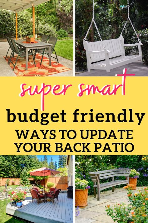 Check out our list of ways to update your back patio on a budget. We gathered the top ways to reuse existing patio furniture or bring in new patio decor ideas to bring your back patio to life on a budget. Easy Porch Ideas On A Budget, Outdoor Rugs Porch, Porch Projects, Patio On A Budget, Wicker Porch Furniture, Custom Porch, Patio Decor Ideas, Front Porch Swing, Summer Porch Decor