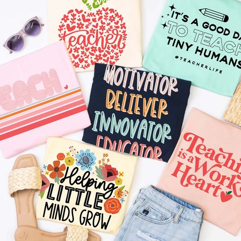 I am NEVER ready for 📚✏️Back to School✏️📚, but these cute tees do help to get a little excited for the new school year! From super soft fabrics to trendy designs, Limeberry Designs has got you covered. #BackToSchool #CuteTees #LimeberryDesigns #SchoolStyle #TrendyTees #SuperSoft #Fashionable #Comfortable #NewSchoolYear #GraphicTees #SchoolFashion #StudentStyle #MomLife #TeacherLife Student Fashion, The New School, Tiny Humans, New School Year, Teacher Life, School Fashion, School Teacher, Direct To Garment Printer, Black Print