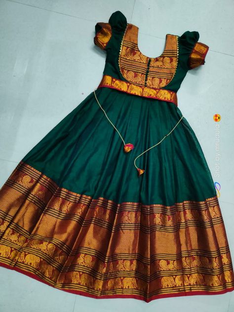 Blouse Designs Narayanpet, Narayanpet Long Frocks Designs Latest, Narayanapet Pattu Long Frock, Narayana Pattu Dresses, Narayanpet Dresses For Kids, Narayanpet Long Frocks For Kids, Silk Frocks For Kids, Narayanpet Dress, Ethic Dress