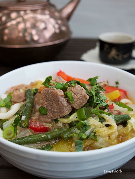 Lamian Recipe - Chinese Hand Pulled Noodles with Uyghur Lamb Stew Uyghur Recipes, Hand Pulled Noodles, Pulled Noodles, Family Laughing, Ginger Green Beans, Yogurt Drink, Chinese Noodles, Lamb Stew, Aleppo Pepper