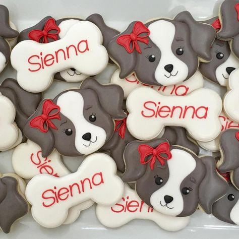 Puppy Birthday Cookies, Joann Barrandey, Cookie Bucket, Birthday Cookies Decorated, Puppy Cookies, Puppy Birthday Cakes, Pet Treats Recipes, Sugar Cookie Icing, Face Girl