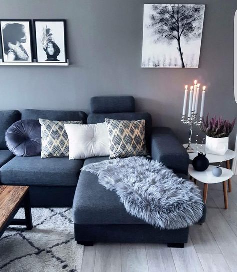 Cozy Small Living Room Decor, Cozy Small Living Room, Blue Couch Living Room, Blue Living Room Decor, Living Room Decor Gray, Living Room Color Schemes, Small Living Room Decor, Blue Living Room, Decor Home Living Room