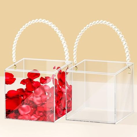 Amazon.com: Pahdecor 2Pcs Flower Girl Basket set of 2 Plastic Wedding Basket Petals Basket with Pearl Handle Clear Flower Holder for Confetti,Wedding Home Decoration : Home & Kitchen Flower Girl Petals, Wedding Home Decoration, Confetti Wedding, Flower Holder, Basket Set, Wedding Confetti, Flower Girl Basket, Plastic Flowers, Basket Sets