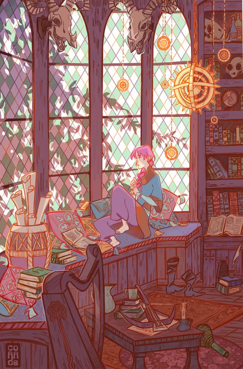 Studio by Corade Librarian Drawing, Librarian Illustration, Room Concept, Witch Room, Cute Witch, Props Art, Role Playing Games, Scene Design, Modern Fantasy