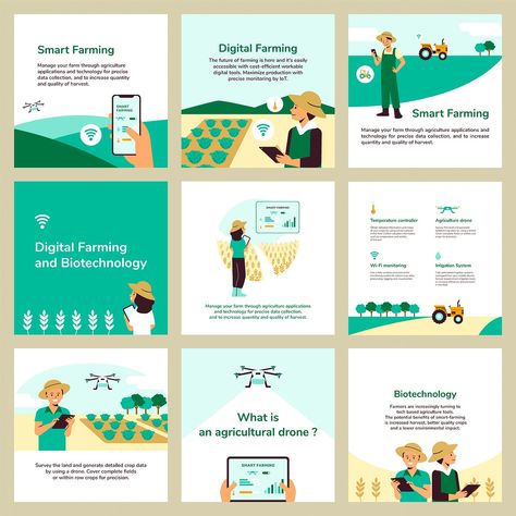 Smart farming vector editable social media post templates | premium image by rawpixel.com / audi Vector Social Media Post, Farm Social Media, Smart Farming, Instagram Photoshop, Smart Farm, 광고 디자인, Social Media Infographic, Instagram Ads, Social Media Design Graphics