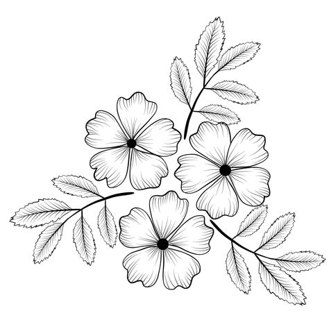 Premium Vector 108 Floral Clipart Black And White, Flower Line Art Simple, Flower Art Black And White, Painted Dupatta, Simple Flower Drawing, Easy Flower Drawings, Vector Line Art, Flower Pattern Drawing, Tree Drawings Pencil