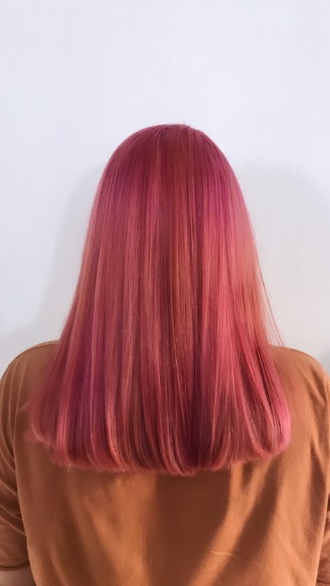 Pink Reddish Hair, Flash Pink Hair, Redish Pink Hair, Pink Ginger Hair, Dark Peach Hair, Reddish Pink Hair, Warm Pink Hair, Raspberry Pink Hair, Cherry Pink Hair