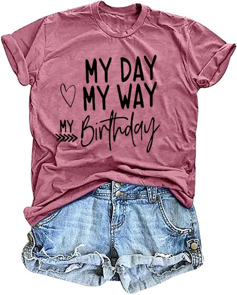 PRICES MAY VARY. Soft Material: Our birthday shirt tops are made from cotton blend to get that comfortable fit and feel, the fabric is soft/breathable/elasticity and will not shrink significantly in the wash. Feature: Happy birthday letters t shirt, Birthday party graphic tee shirt, This funny shirt says “it's my birthday”, the Birthday Girl will love wearing this birthday shirt on her special day. A great Birthday Squad shirt gift wear it with your friends group and family to enjioy the happine 45th Birthday Shirts For Women, Birthday Shirts Womens, 40th Birthday Shirts Women, Bday Shirts, Birthday Shirt Ideas, Birthday Attire, Funny Birthday Party, Party Graphic, Birthday Squad Shirts