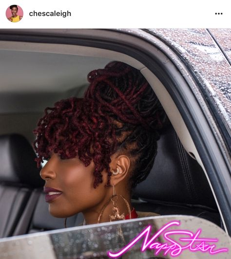 Loc styles Pin Curl Locs, Hair Bangs Style, Microloc Hairstyles, Bangs Style, Sister Locs, Loc Extensions, Short Locs Hairstyles, Dreadlock Styles, Dreads Styles