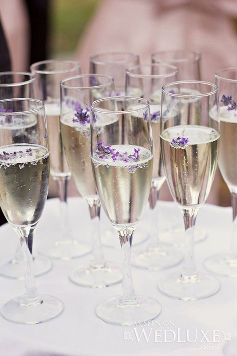 Lavender Champagne, Bridal Shower Champagne, Summertime Wedding, Lavender Bridesmaid, Cocktail Hour Wedding, West Coast Wedding, Wedding Cocktail Party, Custom Cocktails, Unique Cocktails