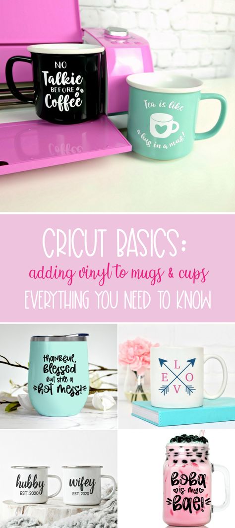 New to Cricut crafting and don't know where to start? Applying vinyl to mugs and cups is a great beginner Cricut Craft project! We're sharing everything you need to know to make a beautiful handmade mug from uploading the cut file, to applying vinyl that will last! #CricutCrafts #Cricut #CricutCreated #Handmade #CricutBasics #Cricut #Vinyl #handmadegift #Cricut101 #BeginnerCrafts #CuttingMachine #Crafts #CustomMugs #mugs Beginner Cricut, Beginner Crafts, Creative Planner, Cricut Projects Beginner, Handmade Mug, Cricut Craft, Diy Cricut, Cricut Tutorials, Cricut Creations