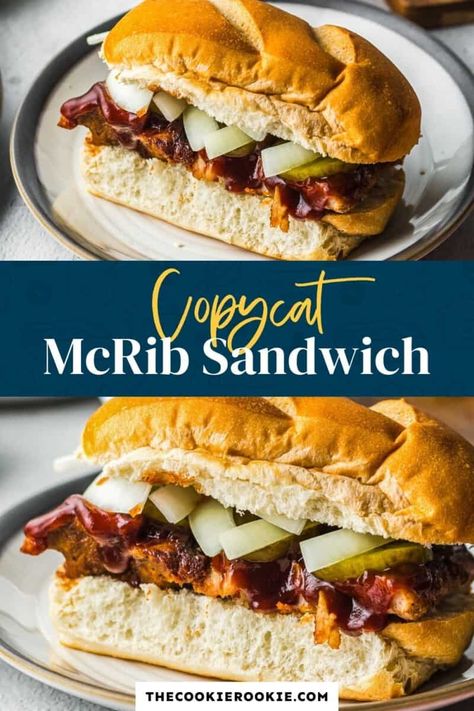 Copycat Sandwich, Mcrib Sandwich, Mcdonalds Copycat Recipes, Mcdonalds Recipes, Pizza Sandwich Recipe, Rib Sandwich, Slow Cooker Bbq Ribs, Sandwhich Recipes, Cooking Recipes For Dinner