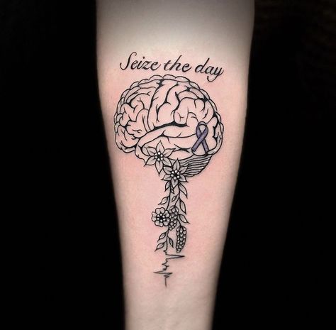 Tattoos For Seizures, Epileptic Brain Tattoo, Seizures Tattoo Ideas, Chronically Ill Tattoos, Seizures Awareness Tattoo, Brain Surgery Tattoo Ideas, Epileptic Tattoo Ideas Brain, Brain Surgery Tattoo, Autoimmune Tattoo Ideas