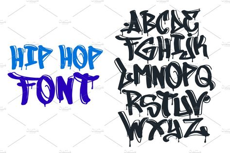 Hip Hop Graffiti Font by AntonyChernianu on @creativemarket Graffiti Easy, Hip Hop 90, Hip Hop Font, Color Graffiti, Stylish Alphabets, Graffiti Lettering Fonts, Create Text, Graffiti Font, Halloween Fonts