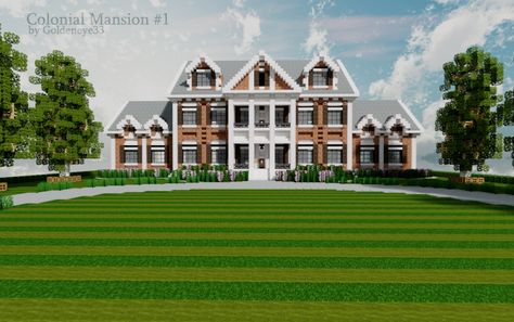 Colonial Mansion 1 | Architecture, creation #3967 Realistic Minecraft Houses, Minecraft Mansion, Colonial Mansion, Minecraft Modern, Minecraft Interior Design, Minecraft House Plans, Easy Minecraft Houses, Cool Minecraft Houses, Minecraft Cottage