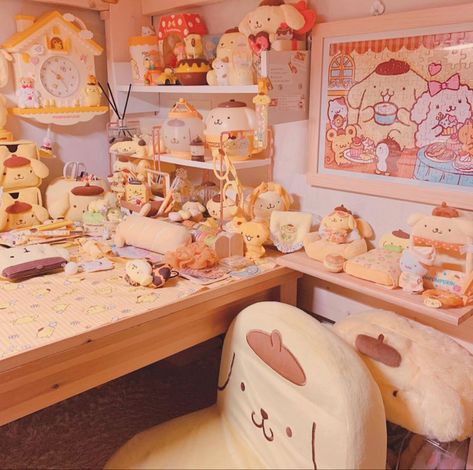 #pompompurin #sanrio Sanrio Bedroom, Sanrio Room, Cute Room Ideas, Kawaii Room, Dream Room Inspiration, Room Makeover Inspiration, Cute Room Decor, Room Setup, Purim