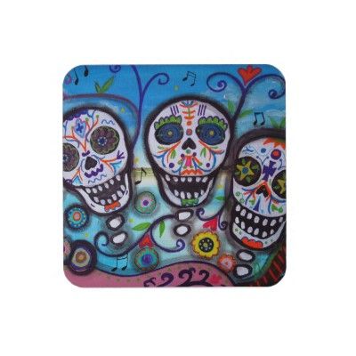 Mariachi Singers Dia de los Muertos Coasters Mexican Street Art, Mexican Skull Art, Mexican Life, Mexican Restaurant Decor, Mexican Wall Art, Modern Folk, Mexican Skulls, Mexican Street, Sugar Skull Art