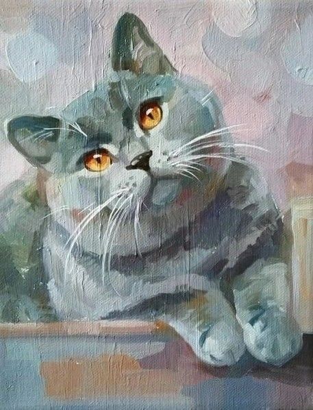 Cat Portrait Painting, Illusion Drawings, Cat Art Illustration, Grey Cat, Daily Paintworks, Cat Portraits, Cat Painting, Fine Art Gallery, Original Fine Art