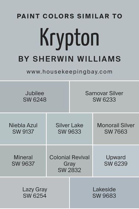 Colors Similar to Krypton SW 6247 by Sherwin Williams Samovar Silver, Trim Colors, Colonial Revival, Silver Lake, Coordinating Colors, Sherwin Williams, Paint Colors, Lavender, Home Improvement