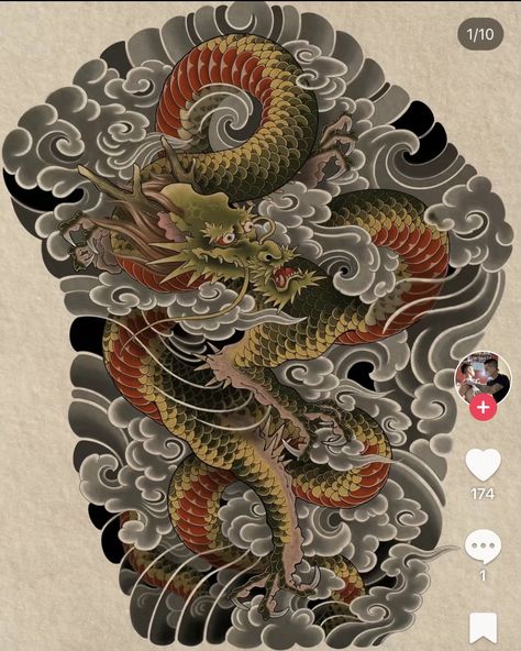 Japanese Tattoo Art Traditional Sleeve, Dragon Tattoos Japanese, Sleeve Tattoos Japanese, Japanese Tattoo Art Traditional, Japanese Tattoo Words, Tattoos Japanese, Hero Tattoo, Traditional Japanese Tattoo Designs, Dragon Tattoo Sketch